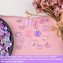 50pcs Purple Nail Art Decorations, Cute Nail Accessories, Flat Resin Decor, 3D Nail Art Supplies - Multicolor - View 2