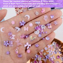50pcs Purple Nail Art Decorations, Cute Nail Accessories, Flat Resin Decor, 3D Nail Art Supplies - Multicolor - View 4