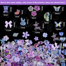 50pcs Purple Nail Art Decorations, Cute Nail Accessories, Flat Resin Decor, 3D Nail Art Supplies - Multicolor - View 5