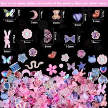 50个一袋粉色美甲饰品，可爱美甲饰品，平底树脂饰品，3D美甲饰品，美甲装饰用品 - 彩色 - 查看 5