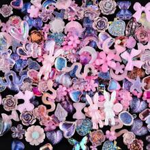 50个一袋粉色美甲饰品，可爱美甲饰品，平底树脂饰品，3D美甲饰品，美甲装饰用品 - 彩色 - 查看 6