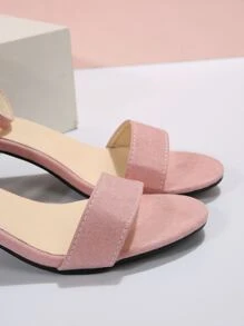 2024最新款腳踝帶高跟涼鞋女款,露趾、粗跟緊貼時尚 - 粉色 - 查看 6