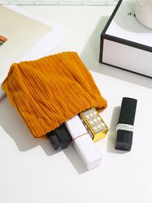 Solid Color Velvet Lipstick Pouch Makeup Bag - Orange - View 4