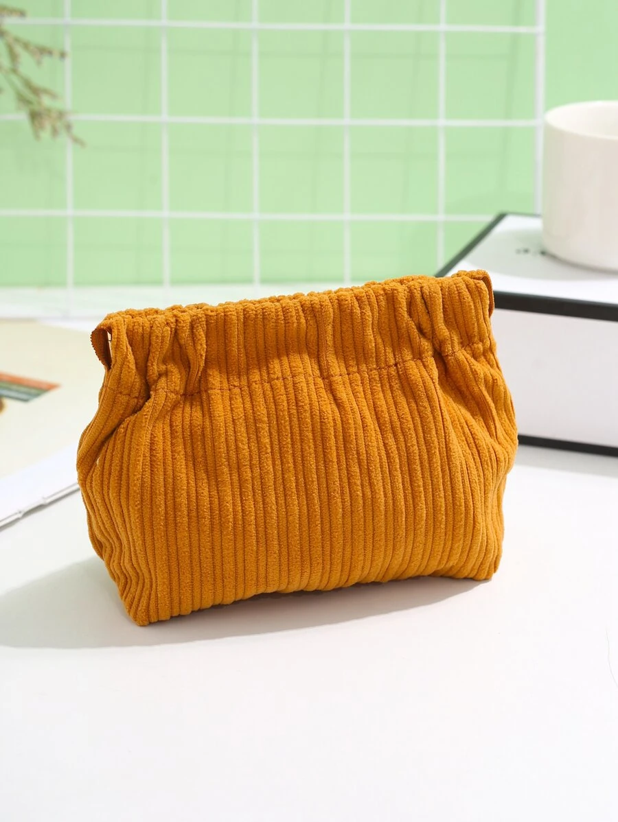 Solid Color Velvet Lipstick Pouch Makeup Bag - Orange - View 1