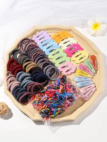 20入組一次性彈性髮圈,毛巾髮帶,髮飾套裝包括水滴款髮夾,雲朵造型髮針,適合作為禮物贈送 - 彩色 - 查看 7