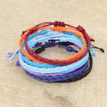 Surfing Rope Waxed Thread Bohemian Style Braided Bracelet, European And American Style Surfing Rope Friendship Bracelet - Apricot - View 4