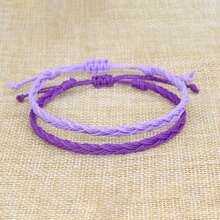 Surfing Rope Waxed Thread Bohemian Style Braided Bracelet, European And American Style Surfing Rope Friendship Bracelet - Apricot - View 5