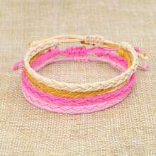 Surfing Rope Waxed Thread Bohemian Style Braided Bracelet, European And American Style Surfing Rope Friendship Bracelet - Apricot - View 3