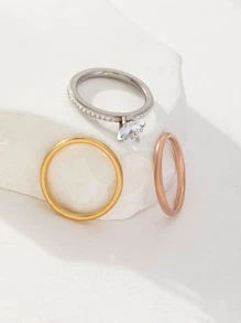 1 bộ Đúng mốt Lãng mạn Thép không gỉ Nhân tạo Ba Màu sắc Sự phối hợp Cặp đôi Nhẫn Đối với phụ nữ , Buổi tiệc , Ngày kỷ niệm , Hôn ước , Đồ trang sức Nhẫn Qủa tặng - Nhiều màu - Xem 5