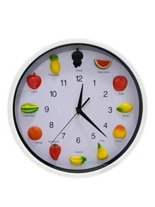 RELOJ DE PARED CIRCULAR CON DETALLE DE FRUTAS, RELOJ SEGUNDER, DECORACION, COCINA, REGALO - Blanco - Ver 1