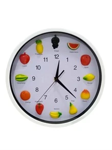 RELOJ DE PARED CIRCULAR CON DETALLE DE FRUTAS, RELOJ SEGUNDER, DECORACION, COCINA, REGALO - Blanco - Ver 5