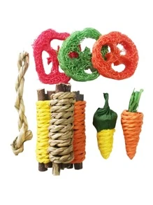 9pcs/set Rabbit, Guinea Pig, Dragon Cat And Other Small Pet Chew Toys Set - Multicolor - View 1