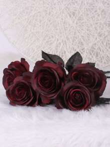 6入組黑色玫瑰主題裝飾 - 酒紅色 - 查看 4
