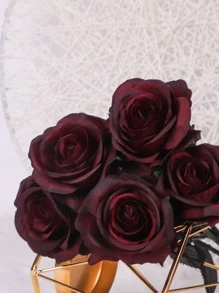 6入組黑色玫瑰主題裝飾 - 酒紅色 - 查看 5