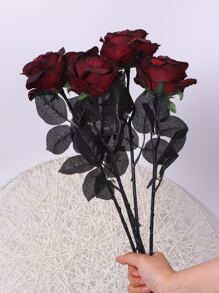 6入組黑色玫瑰主題裝飾 - 酒紅色 - 查看 1
