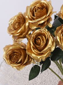6入組人造玫瑰 - 金色 - 查看 4