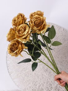 6入組人造玫瑰 - 金色 - 查看 1