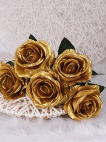 6入組人造玫瑰 - 金色 - 查看 5