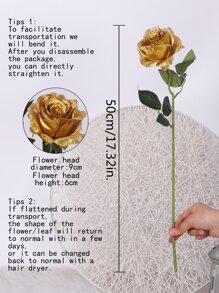 6入組人造玫瑰 - 金色 - 查看 2