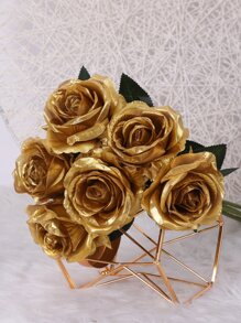 6入組人造玫瑰 - 金色 - 查看 6