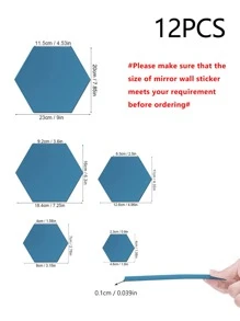 12 件蓝色六角形镜面墙贴最佳礼物 - 藍色 - 查看 3