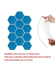 12 件蓝色六角形镜面墙贴最佳礼物 - 藍色 - 查看 4