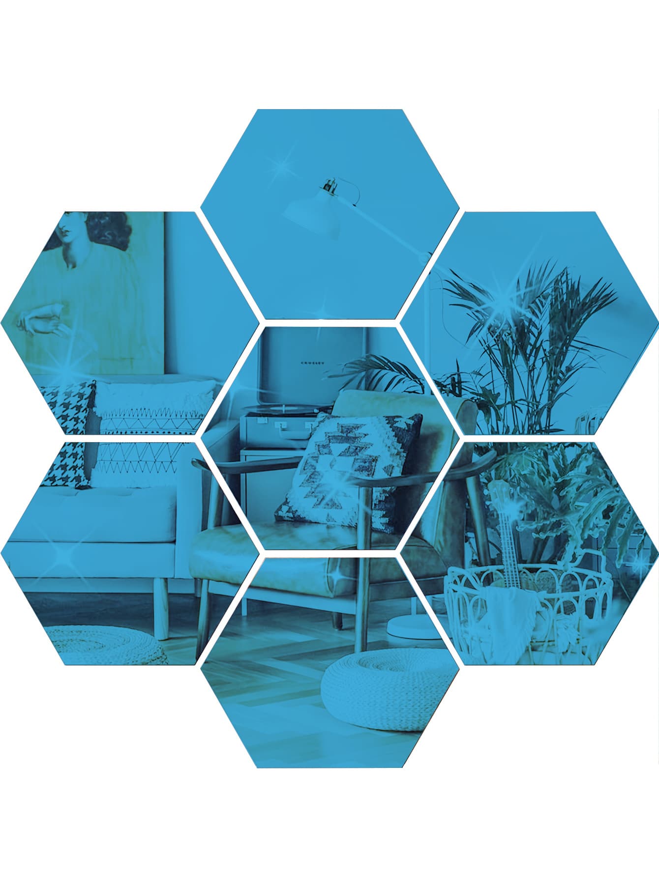 12 件蓝色六角形镜面墙贴最佳礼物