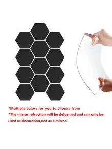 12 cái Tối giản hiện đại Phong cách Đen Lục giác Gương treo tường Hình dán - màu đen - Xem 4