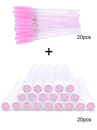 20 件套閃亮睫毛刷帶防塵管盒睫毛膏睫毛膏塗抹器微型化妝線軸