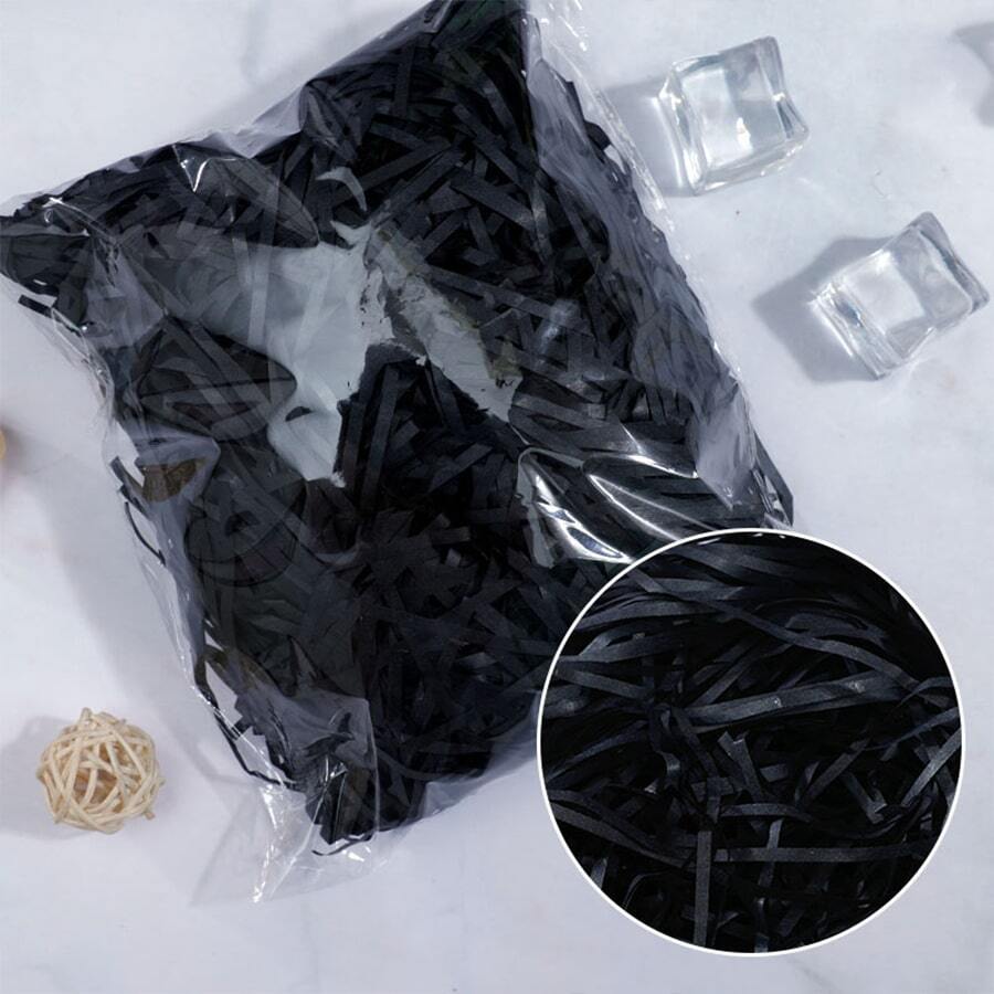 100克拉菲草草禮物盒填充物,彩色切碎紙巾紙適用於情人節/生日裝飾用品1入組 - 黑色 - 查看 1