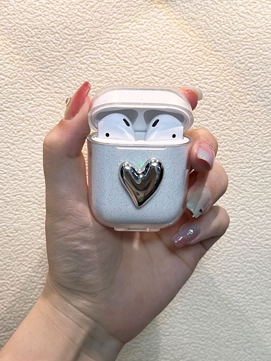 3d心型裝飾透明保護殼,適用於airpods1/2和airpods Pro - 無色 - 查看 1