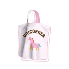 Children's Hooded Beach Towel For Boys, Cartoon Print Changing Robe, Quick Dry Swim Cover-up Poncho - Pink - View 3