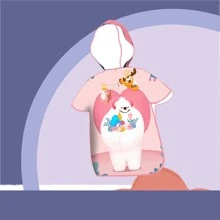 Children's Hooded Beach Towel For Boys, Cartoon Print Changing Robe, Quick Dry Swim Cover-up Poncho - Pink - View 4