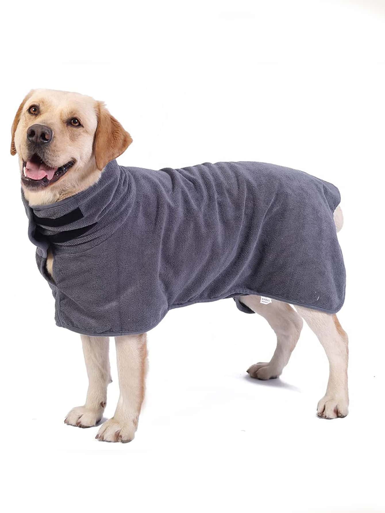 1入組纖維材質快干寵物浴袍巾,高吸水性並且容易包覆寵物整個身體,適用於大型寵物 - 灰色 - 查看 1