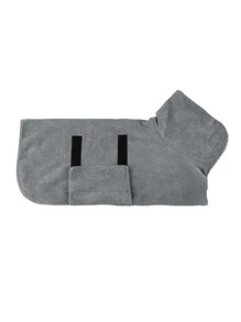 1入組纖維材質快干寵物浴袍巾,高吸水性並且容易包覆寵物整個身體,適用於大型寵物 - 灰色 - 查看 2