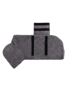 1入組纖維材質快干寵物浴袍巾,高吸水性並且容易包覆寵物整個身體,適用於大型寵物 - 灰色 - 查看 3