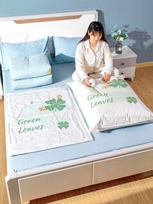 1 Pieza Bolsa Comprimida De Vacío Con Estampado De Hojas Verdes Para Ropa, Mantas, Chaquetas De Plumón Del Hogar, Etc. - Verde - Ver 2