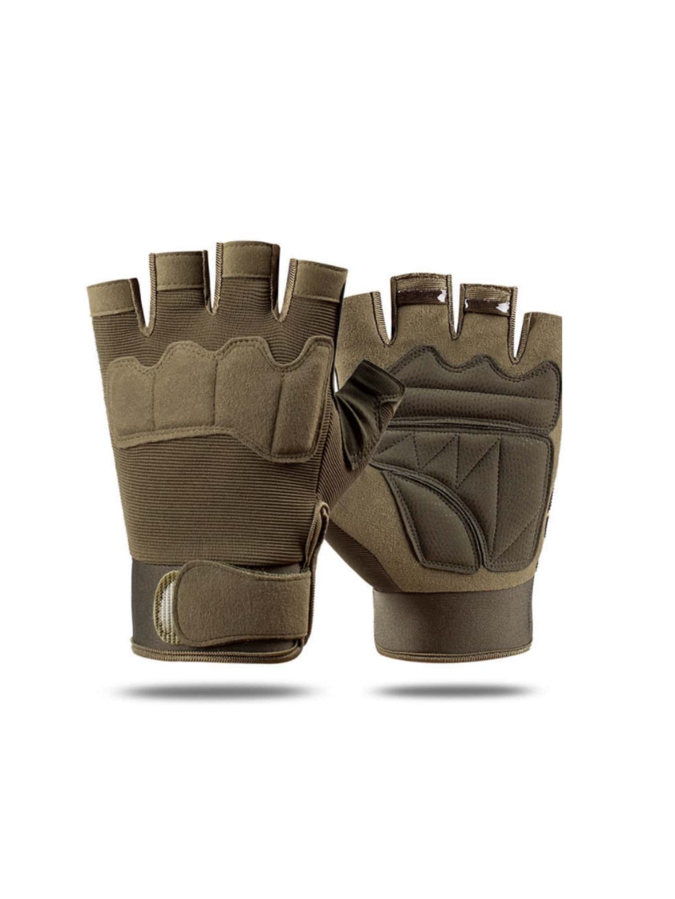 1雙男士半指迷彩戶外運動騎摩托車登山專業保護手套 - 軍綠色 - 查看 1