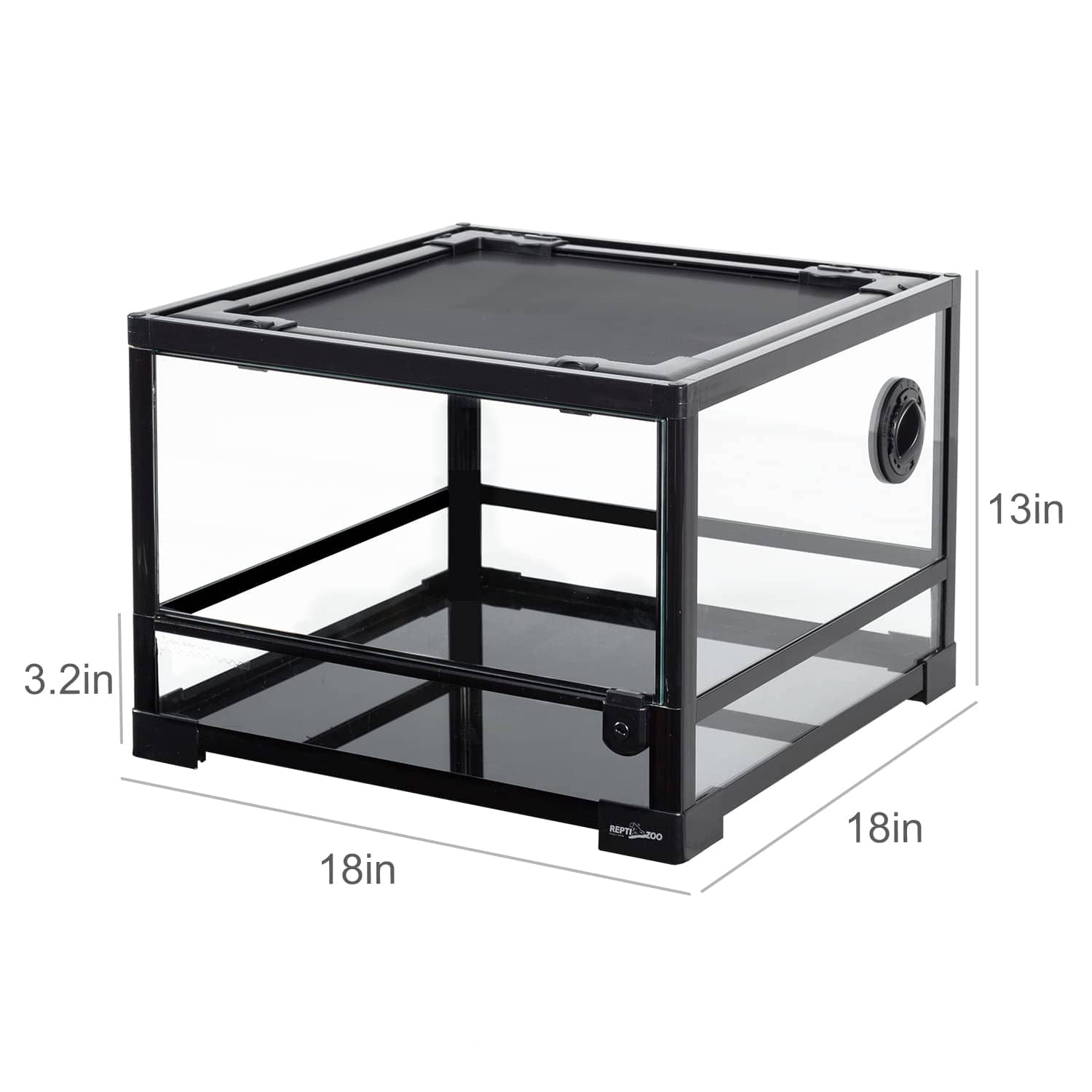 Reptile Glass Terrarium 18"x18"x12.6", Front Opening Reptile Tank with