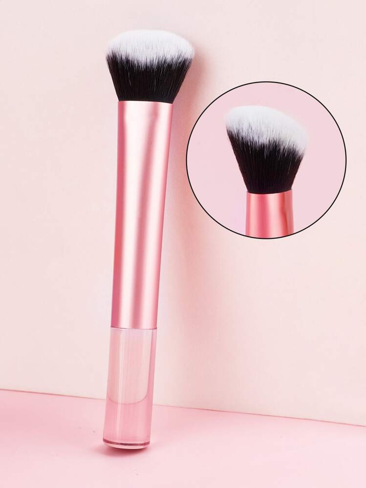1pc Long Handle Clear Outline Brush Foundation Brush Makeup Brush - Pink - View 1