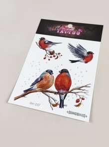 1 pieza Etiqueta engomada del tatuaje temporal pintado a mano de acuarela pequeño pájaro - Multicolor - Ver 5