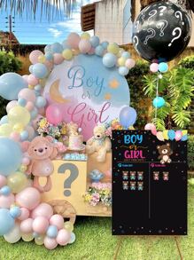 37入组/套熊主題紙遊戲卡,現代“性別揭秘”派對遊戲卡適合派對 - 黑色 - 查看 2