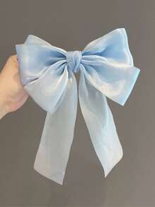 1pc Women's Blue Net Yarn Exquisite Bowknot Hair Clip For Daily Wear - Blue - View 6