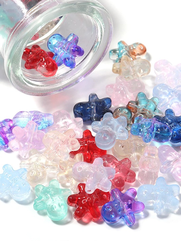 10pcs/pack Random Mix Color Transparent Glass Beads For Christmas
