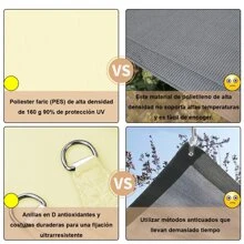 遮阳帆，方形矩形遮阳帆，花园露台防水涤纶遮阳篷，游泳遮阳篷，露营徒步帆篷 - 米色 - 查看 5