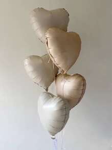 Bộ 5 quả bóng bay hình trái tim bằng nhôm lãng mạn dùng để trang trí cảnh cầu hôn ngày lễ tình nhân màu trắng và caramel - Màu be - Xem 1
