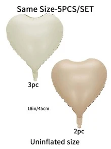 Bộ 5 quả bóng bay hình trái tim bằng nhôm lãng mạn dùng để trang trí cảnh cầu hôn ngày lễ tình nhân màu trắng và caramel - Màu be - Xem 2