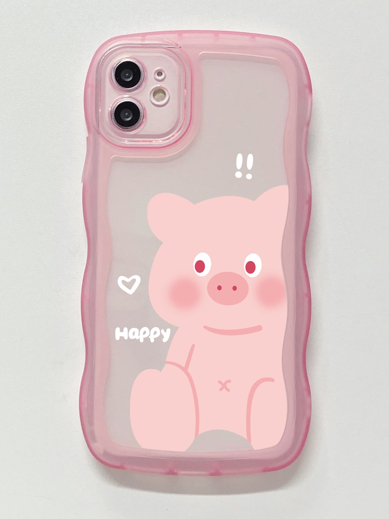 卡通豬圖案手機殼 - 淺粉色 - 查看 1