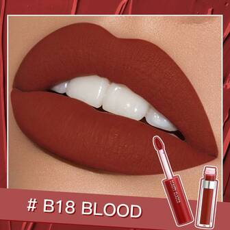 1入組(血液)啞光防水持久保濕唇彩口紅適用於派對