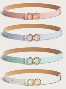 4pcs Circular Buckle Belt, Pink Accessories Summer, School Fall, Autumn, Halloween - Multicolor - View 3